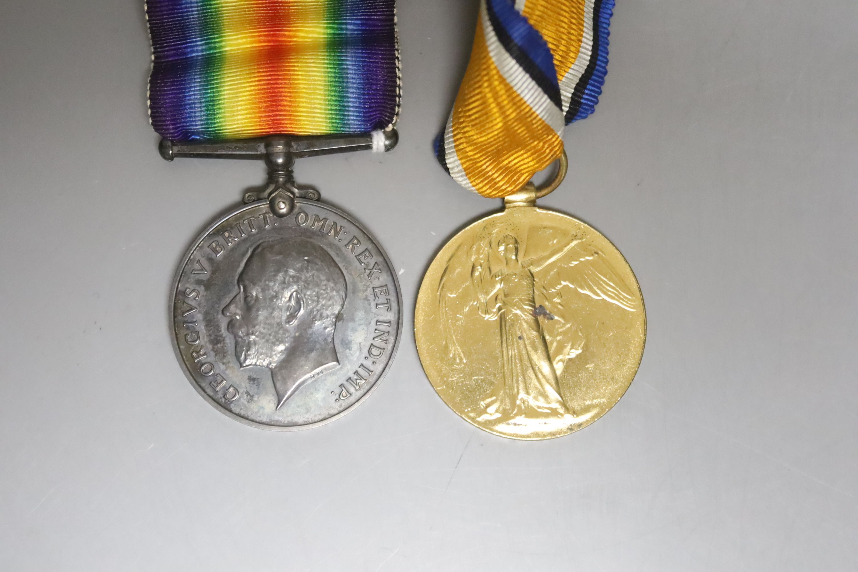 A WWI medal duo to P. H. Blackman RMA, comprising War and Victory medals, with ribbons